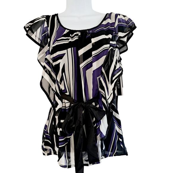 A. Byer Flutter Sleeve Overlay Top - Picture 1 of 9